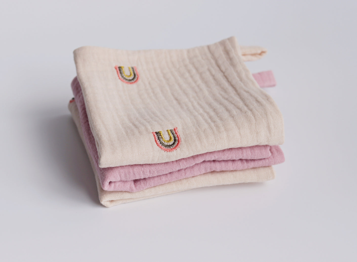 neutral rainbows muslin washcloths