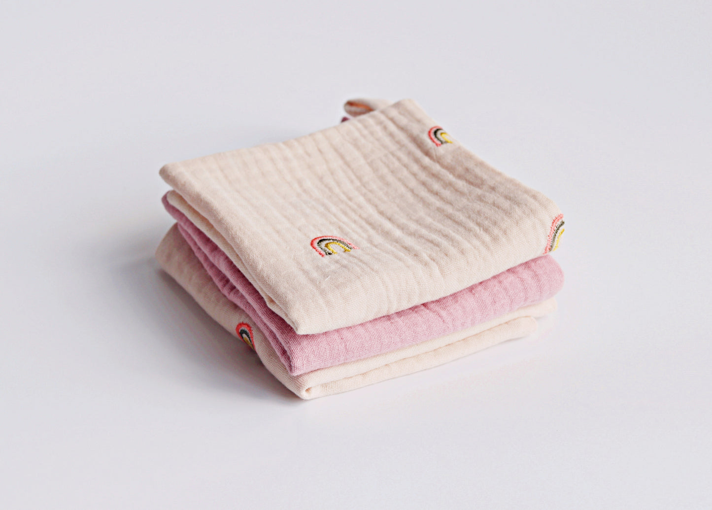 neutral rainbows muslin washcloths