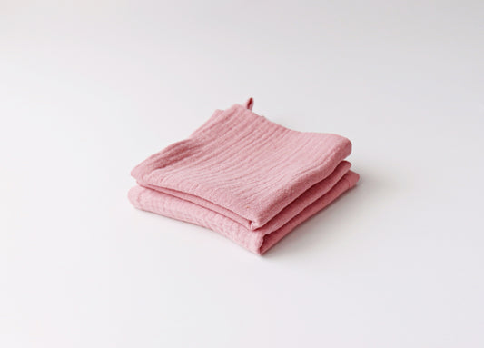 pink muslin washcloth