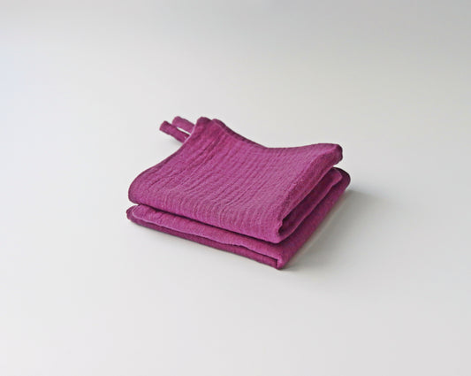 purple muslin washcloth