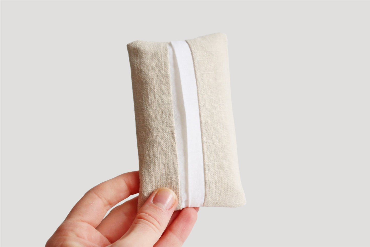 neutral linen pocket tissue pouch