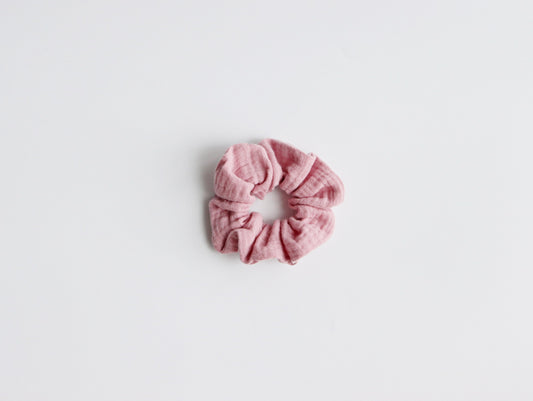 pink muslin hair scrunchie