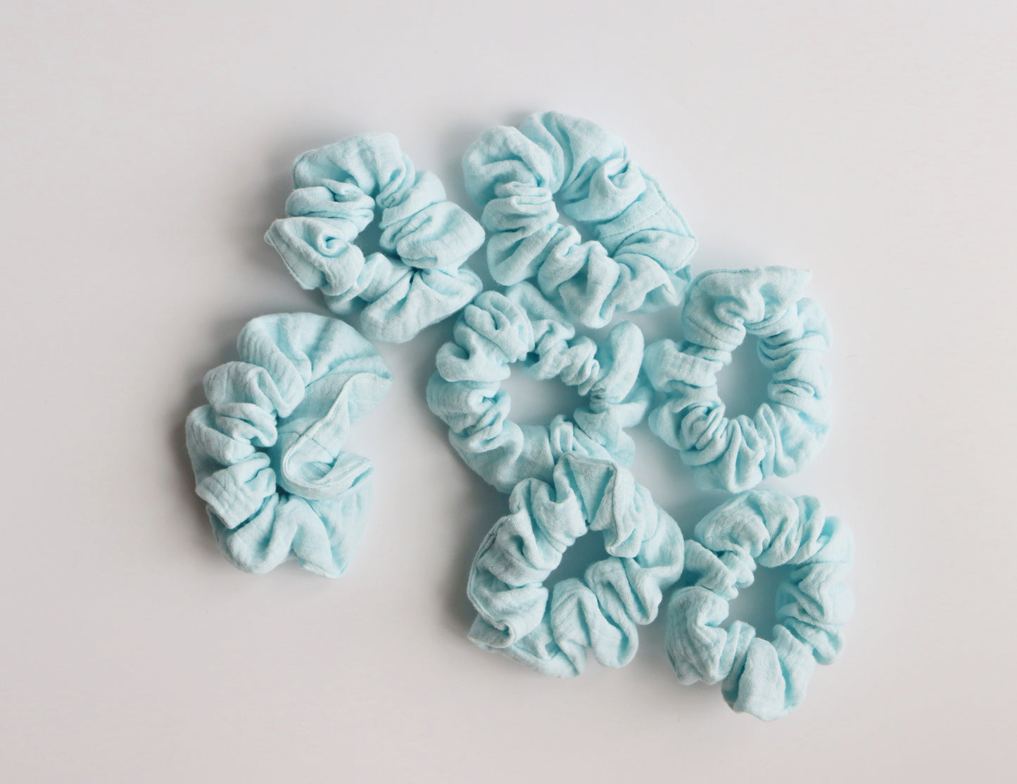 baby blue muslin hair scrunchie